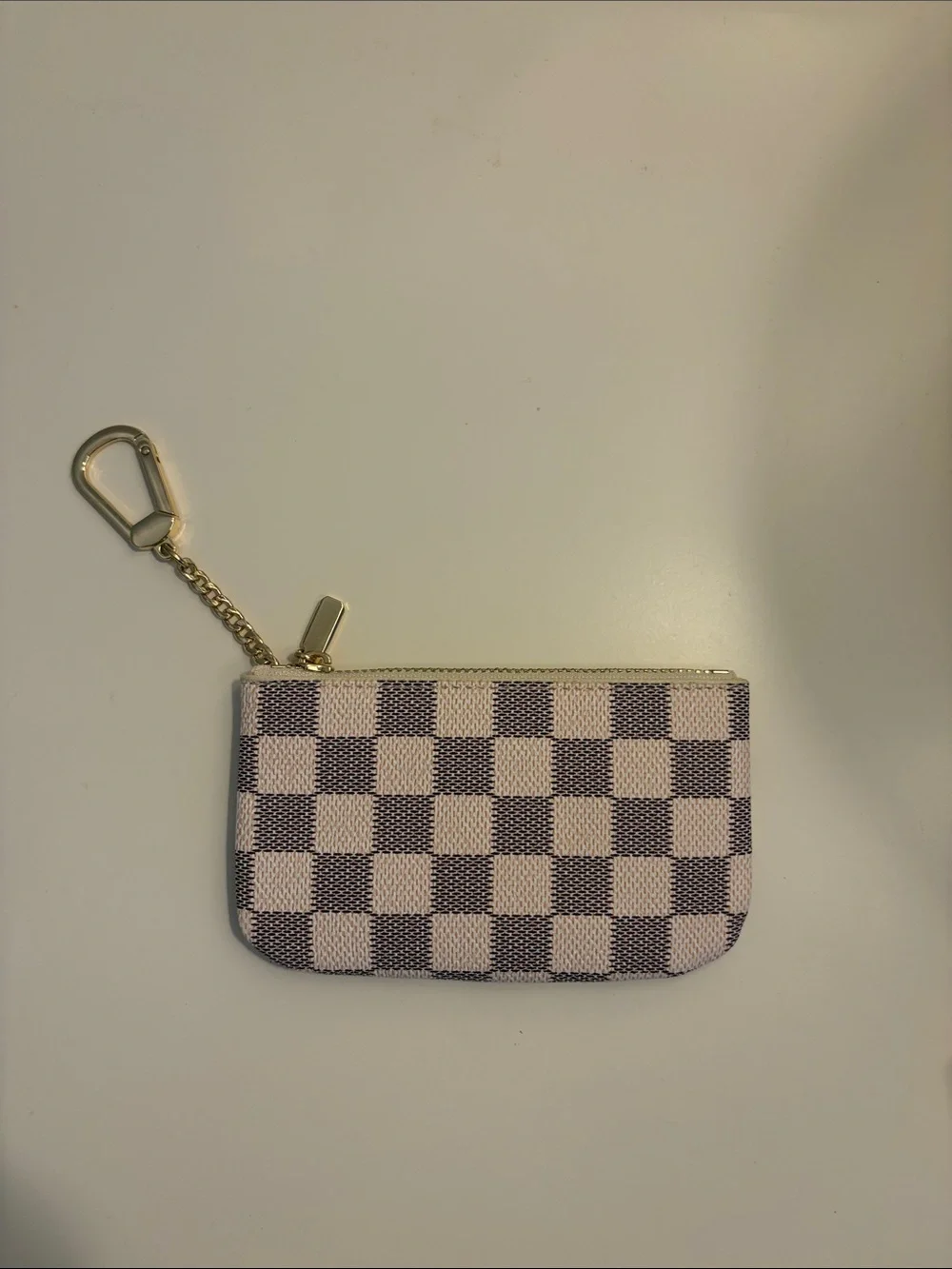 Checkered Key Pouch Wallet - Pink and Gray